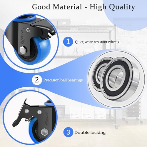 2 inch Caster Wheels 5/16 Threaded Stem Casters Set of 4 Heavy Duty