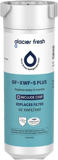 GLACIER FRESH Water Filter Compatible with XWFE (Built-in CHIP), Replacement for GE XWFE, XWF Refrigerator Water Filter NSF/ANSI 53 Certification Pack of 1 | Replacement for GE XWFE, XWF Refrigerator Water Filter NSF/ANSI 53 Certification