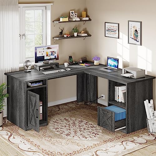 L Shaped Desk with Power Outlets