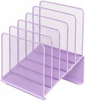 LEKETREE Purple File Organizer for Desk, Desk Organizer with 5-Section Vertical File Rack, File Folder Organizer (Purple)
