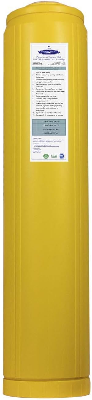 Crystal Quest Phosphate & Coconut Shell GAC Filter Cartridge – Reduces Scale, Chlorine & Chloramine – Enhances Water Quality – Long-Lasting, High-Performance Filtration for Home & Commercial Use