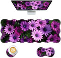 Mouse Pad with Wrist Support + Desk Mat + Coaster 3 in 1 Set, XL Large Gaming Mousepad Ergonomic Mouse Pads for Desk Computer Laptop Office,African Daisy