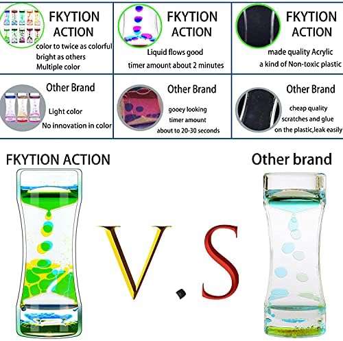 Liquid Motion Bubbler Timer Pack of 8 Great Desktop Colorful Hourglass Liquid Bubbler Small Calming Relaxing Toys Sensory Anxiety Autism ADHD Fidget Toys