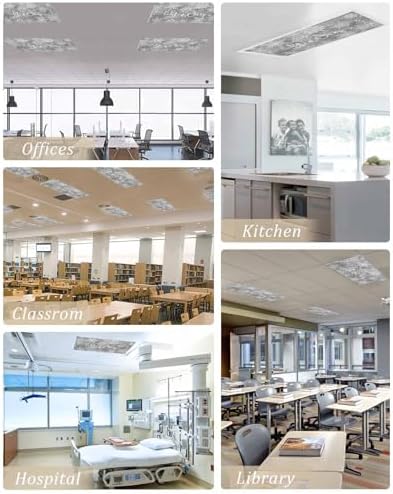 Grey Snowflake Magnetic Fluorescent Light Covers for Ceiling Lights 2 x 4 Feet,Christmas Winter Festival Xmas Modern Office Classroom Kitchen Drop Ceiling Light Covers Lighting Shade Panel 4 Packs