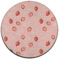 Soft Round Yoga Carpet, Office Chair Decor Round Mat for Carpet and Hardwood Floors Floral Flowers Dots Cute Strawberries Pink Art, 60inch