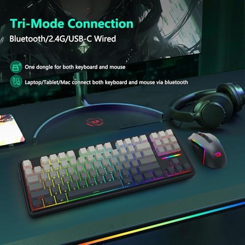 Redragon Wireless Mechanical Keyboard and Mouse Combo, RGB Backlit, Black