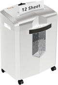 Bonsaii 12-Sheet P-4 Micro-Cut Shredder, 60-Min Continuous Use, Shreds Paper, Credit Cards & CDs, 4-Gal Transparent Bin, Mobile Casters – Black