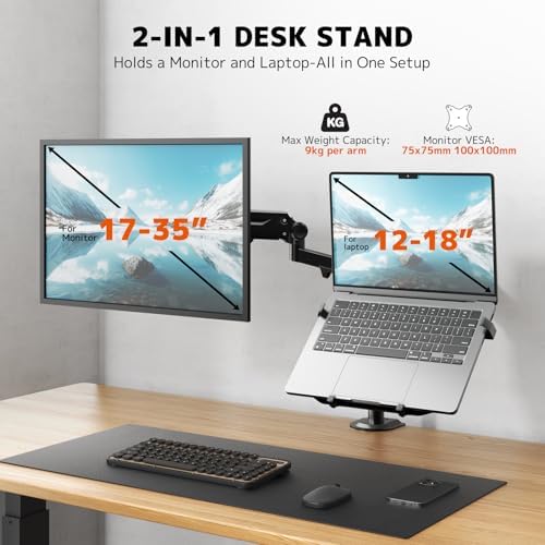 PUTORSEN Laptop Arm Mount for 17-35'' Monitors & 12-18'' Notebook