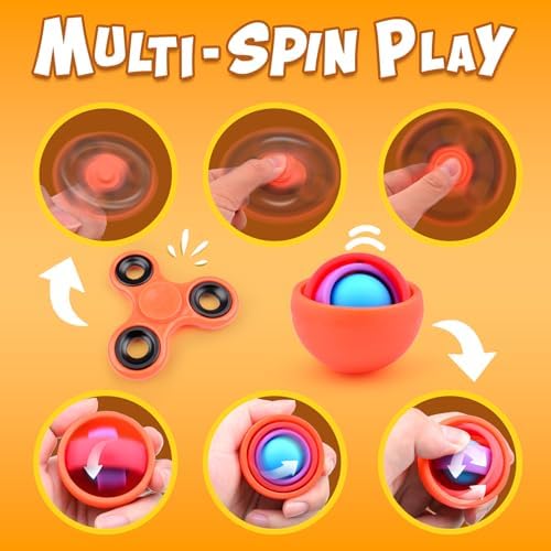 Yrissmiss Fidget Toys Adults Pack 5Pcs,Fidget Spinner with Magnetic Rings Gyro,Fidget Controller Autism Sensory Toys,ADHD Stress Anxiety Desk Fidgets,Easter Basket Stuffers for Kids Teen Boys(OR)