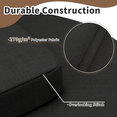 Chair Cushions for Dining Chairs 4 Pack 35D High-Density Foam Seat Cushions for Kitchen Chairs with Ties Non Slip and Removable Cover Chair Pads 16.5" x 16.5" x 2" (Black)