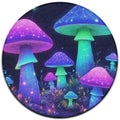 Men's Large Home Decor Mat, Soft Round Yoga Carpet, Non Slip Machine Washable Home Office Circle Rug Neon Mushrooms