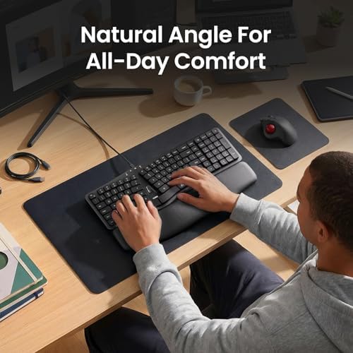 Nulea Ergonomic Split Keyboard Wired with Curved Layout and Palm Rest