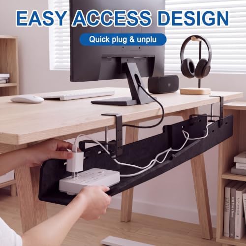 Chumia Under Desk Cable Management Tray No Drill, Black, 28 Inch