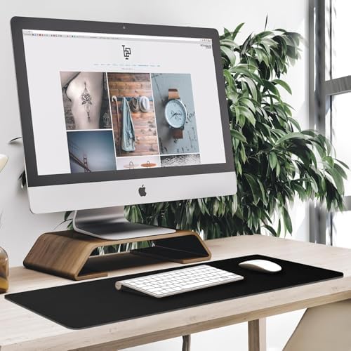 Large Mouse Pad Desk Mat Office Desk Pad with Stitched Edges, Black