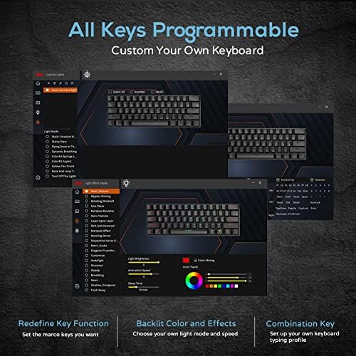 RK ROYAL KLUDGE RK61 Wireless Mechanical Keyboard with Coiled Cable, White