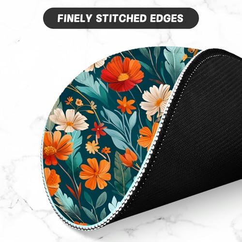 ITNRSIIET Round Mouse Pad with Stitched Edge Premium-Textured Waterproof Non-Slip Rubber Base Desktop Protection Mat Diameter 8.7 inches, Beautiful Flowers
