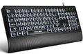 Large Print Backlit Keyboard, Wired USB for Seniors & Low Vision