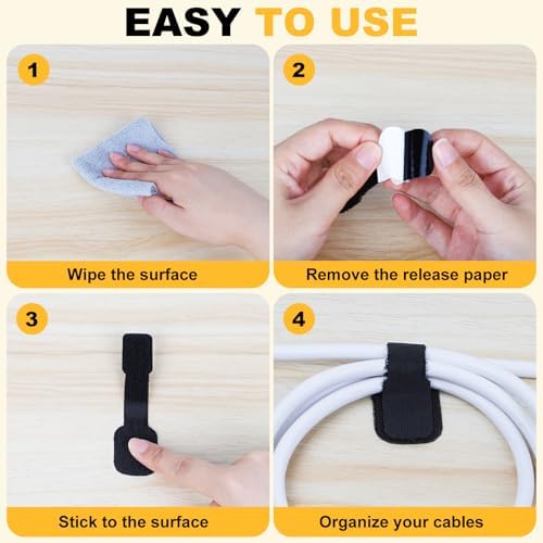 SummerBrite Under Desk Cable Management, Reusable Wire Organizers, 40 Pack
