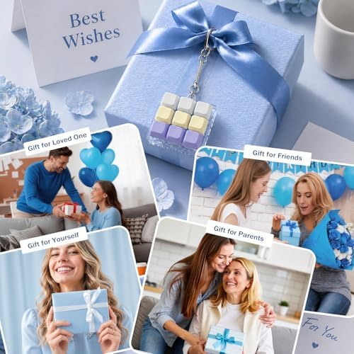 Keyboard Fidget Toy, Creamy Fidget Clicker Keyboard Fidget Keychain, Button Fidget Gifts for Adults, Boost Focus & Ease Anxiety Anywhere — Perfect Stress-Relief Gift (3×3 Grid Layout L)