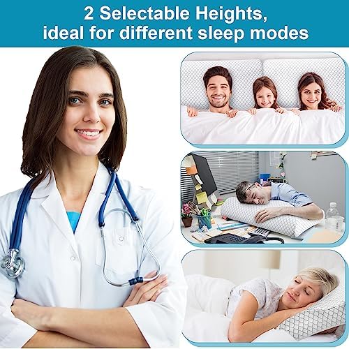 FairySandy 4 Pack Memory Foam Pillow Neck Support Orthopedic Sleeping Pillow Ergonomic for Shoulder Pain Side Back Stomach (Bubble Velvet)