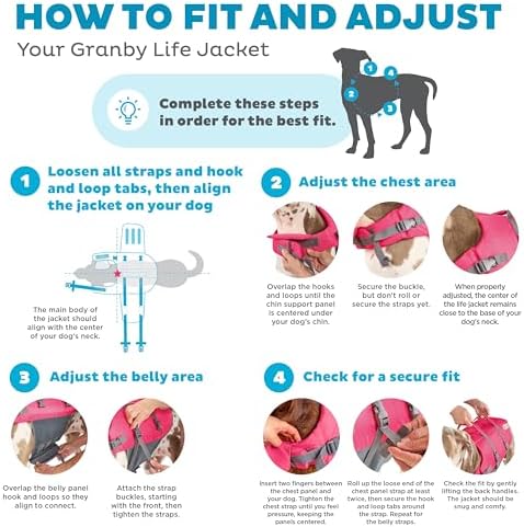 Outward Hound Granby Splash Dog Life Jacket, Life Vest, Pink, Medium