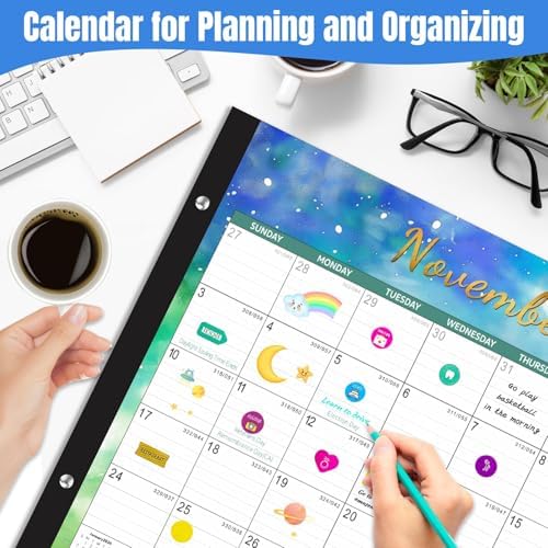 Gannyfer Large Desk Calendar 2026-2027, 22" x 17" Desk Top Calendar, 18 Months Use Now to Mar 2027, Monthly Desk Pad Calendar 2026 with Daily Blocks, Thick Paper, Corner Protectors - Starry Sky