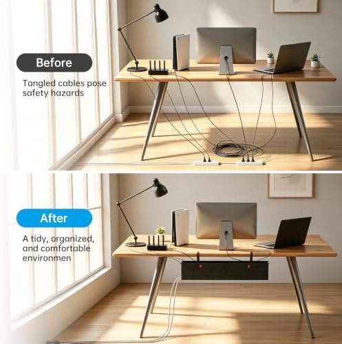 Heavy Duty No Drill Under Desk Cable Management Tray 28 inch