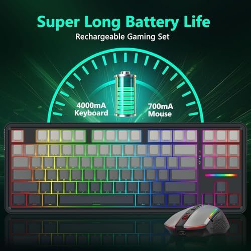 Redragon Wireless Mechanical Keyboard and Mouse Combo, RGB Backlit, Black