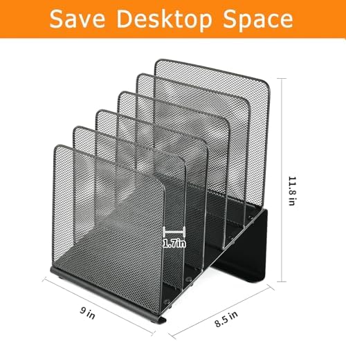 LEKETREE File Organizer for Desk, File Folder Organizer with 5-Section Vertical Rack, Suitable for Home Office Document Organization and Storage(Black)