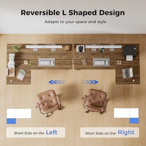 Agilestic 63 * 35 Inch Reversible L Shaped Electric Standing Desk, Walnut