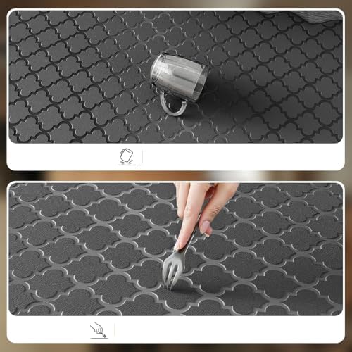 ZYFAB Anti Fatigue Kitchen Mats for Floor PVC Cushioned Standing Desk Mat Non-Slip Kitchen Rug Waterproof Floor Mat for Office Kitchen Sink,Black,44 * 120cm