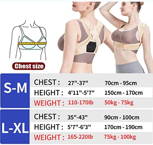 Posture Corrector Adjustable Back Support Belt Spine Back Shoulder Brace Support Belts Adult Invisible Hunchback Belts(Beige,S/M) (D,L/XL)