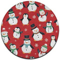 Circular Rugs Large Modern Round Area Rug Fashion Decor Mat for Home Office Christmas Cute Penguin Snowman Red