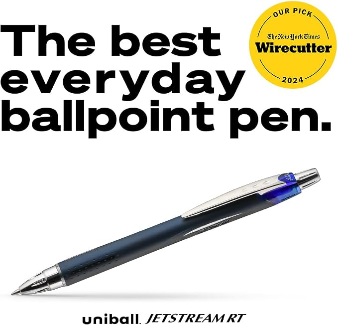 uni-ball Jetstream RT Pens - NY Times Wirecutter Best Pen for Over a Decade - Pack of 4 Black Fine Point Pens, 0.7mm - Back to School