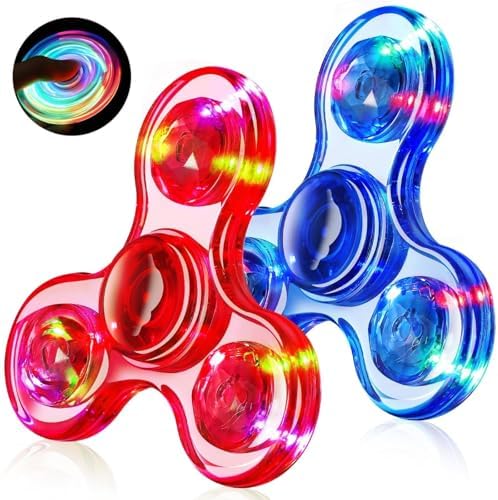 Fidget Spinner 2 Pack, Light up Sensory Fidget Toys Adults Kids Autism ADHD