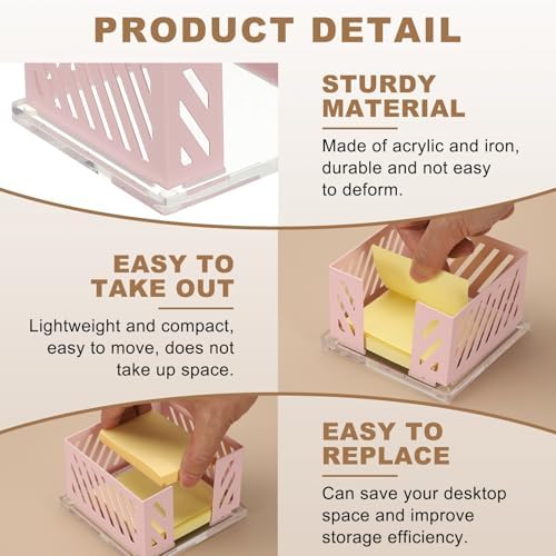 PATIKIL Sticky Note Holder, 4x4 Metal Note Dispenser for Classroom Home Office Desk Organizers Accessories Supplies, Purple