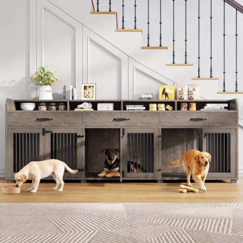 95" Dog Crate Furniture, Multi-Functional TV Stand with Storage