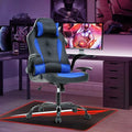High Back PU Leather Office & Gaming Chair - Comfortable, Big & Tall, Height Adjustable, Heavy Duty Racing Chair with Headrest & Lumbar Support (Blue)