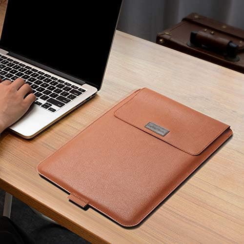 Laptop Sleeve 13-14" Case with Stand Compatible with Microsoft Surface Laptop 5/4/3/2 13.5", MacBook Air/Pro 13.3", PU Leather Sleeve for 15-16" Laptop Computers - Dark Green