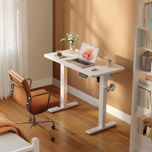 32" Small Electric Standing Desk Height Adjustable Desk, White