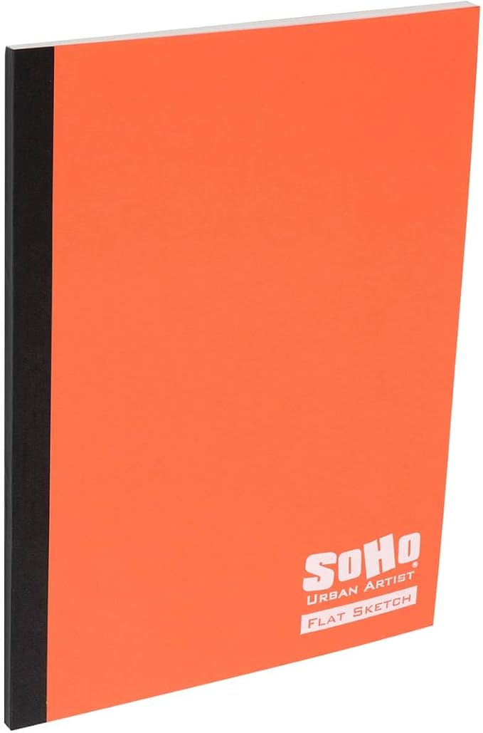 Soho Urban Artist Tape Bound Lay Flat Sketch Book, Salmon Cover, 6x8 12 Pack, 30 Sheets Each (360 total), Smooth Mixed Media Sketchbook, 71lb. (106 gsm) Paper Travel Art Journal, Soft Cover