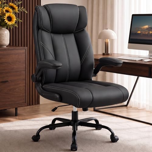 Office Chair, Leather Ergonomic Computer Desk Chair with Rocking