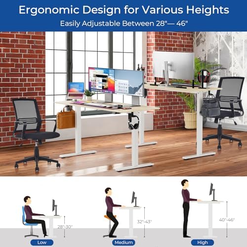 Our Modern Space Height Adjustable 55" Electric Standing Desk - Upgraded Ultra Durable Home Office Large Rectangular Computer or Laptop Sit Stand Workstation - 55 x 24 Inch
