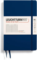 LEUCHTTURM1917 - Notebook Hardcover Paperback B6+ - 219 Numbered Pages for Writing and Journaling (Navy, Ruled)