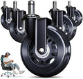 Office Chair Wheels Replacement - 3″ Heavy Duty Caster Wheels for Gaming & Work, Smooth Rolling, Safe for Hard Floors and Low Carpets, Universal Fit (Set of 5, Black)