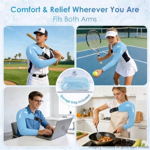 ComfiTECH Shoulder Arm Ice Pack Wrap for Pitcher & Recovery, Blue, M