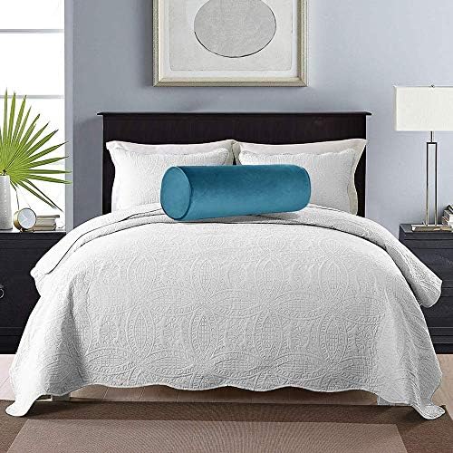 Tinbolunce Memory Foam Round Neck Pillow for Sleeping, Neck Pain Relief, Side Back Stomach Sleeper, Car or Office Chair Sofa,Cervical Bolster Length 24" x 6" Diameter (Lake Blue)
