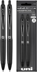 uniball™ 207 Plus+ Gel Pens, Black Ink, 0.7mm Medium Point, 2 Count | Retractable, Faster-Drying, Smooth Writing, Smear-Resistant, uni Super Ink™ Plus+