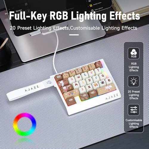AJAZZ AK029 Magnetic Switch One Handed Gaming Keyboard, Hall Effect Rapid Trigger Mechanical Keypad with SOCD & DKS, 8KHz Polling Rate, 29 Keys Mini Ergonomic Gaming Keyboard for FPS Gamers, PC