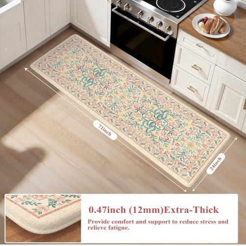 Collive Anti Fatigue Mats for Kitchen Floor Pink Kitchen Rugs, 24''x71''
